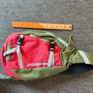Patagonia Pink and Green Atom Sling Bag